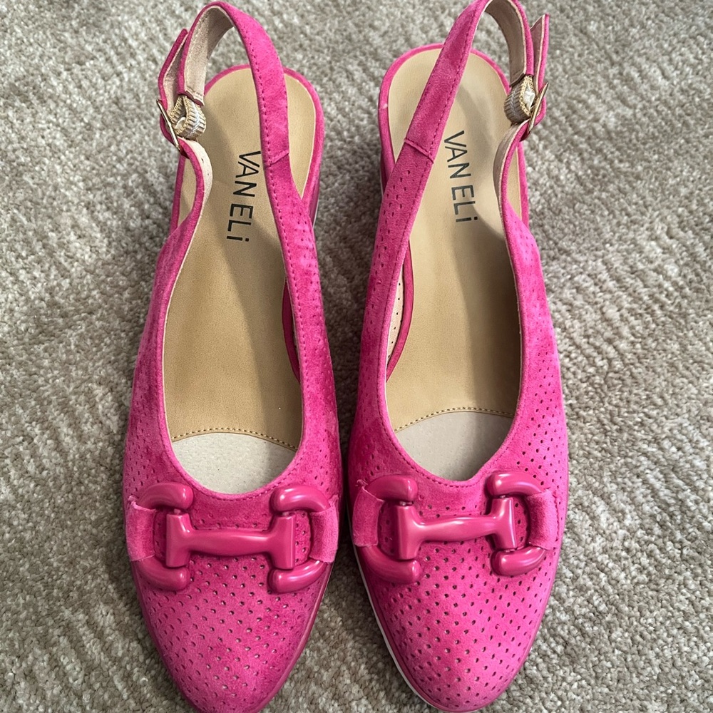 Vaneli Fuchsia Perforated Slingback Flats.  Brand New.